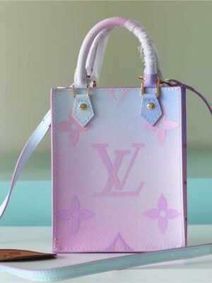 LV Petit Sac Plat Bag In Monogram Canvas For Women 17cm/6.7 Inches Sunrise Pastel LV M81341
