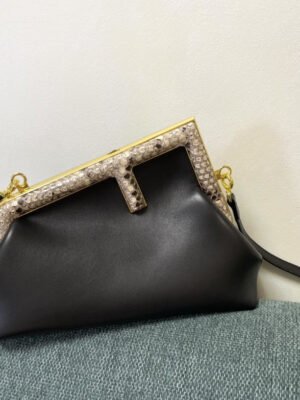 FI First Small Black with python Bag For Woman 26cm/10in 8BP129AGWRF1G5K