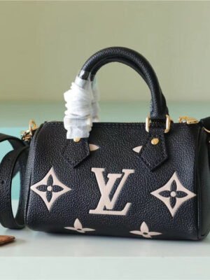 LV Nano Speedy Monogram Empreinte Arizona Beige/ Creme Beige For Women, Women¡¯s Bags, Shoulder And Crossbody Bags 6.3in/16cm LV