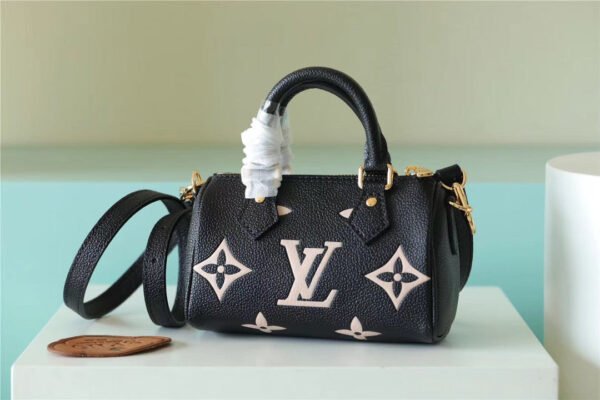 LV Nano Speedy Monogram Empreinte Arizona Beige/ Creme Beige For Women, Women¡¯s Bags, Shoulder And Crossbody Bags 6.3in/16cm LV