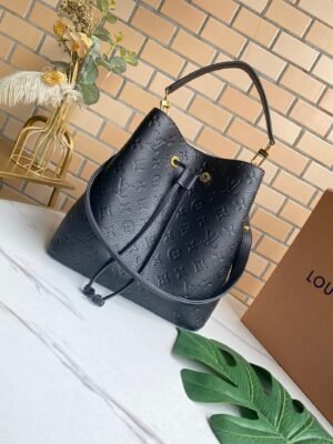LV NeoNoe MM Bucket Bag Monogram Empreinte Black For Women, Women¡¯s Handbags, Shoulder Bags 10.2in/26cm LV M45256