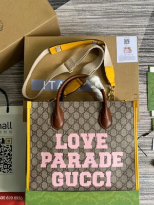 gg Love Parade gg Tote Bag Yellow For Women, Women’s Bags 12.2in/31cm gg