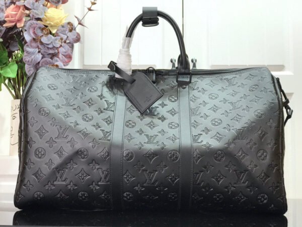 LV Keepall Bandouli¨¨re 50 Monogram Shadow For Men, Travel Bags 19.7in/50cm LV M44810