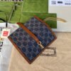gg Jackie 1961 Chain Wallet Dark Blue And Ivory Eco Washed Organic gg Jacquard Denim For Women 7.5in/19cm 652681 2KQgg 8375