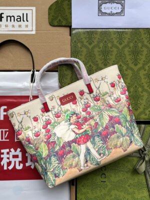 gg Children’s Tote Bag With Strawberry Fairy Print White For Women, Women’s Bags 7.9in/20cm gg?
