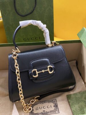 gg Horsebit 1955 Mini Bag Black For Women, Women’s Bags 8.7in/22cm gg 703848 AAA7G 1000