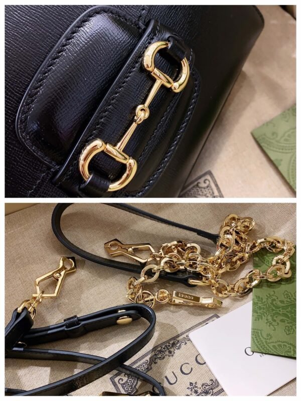 gg Horsebit 1955 Mini Bag Black For Women, Women’s Bags 8.7in/22cm gg 703848 AAA7G 1000