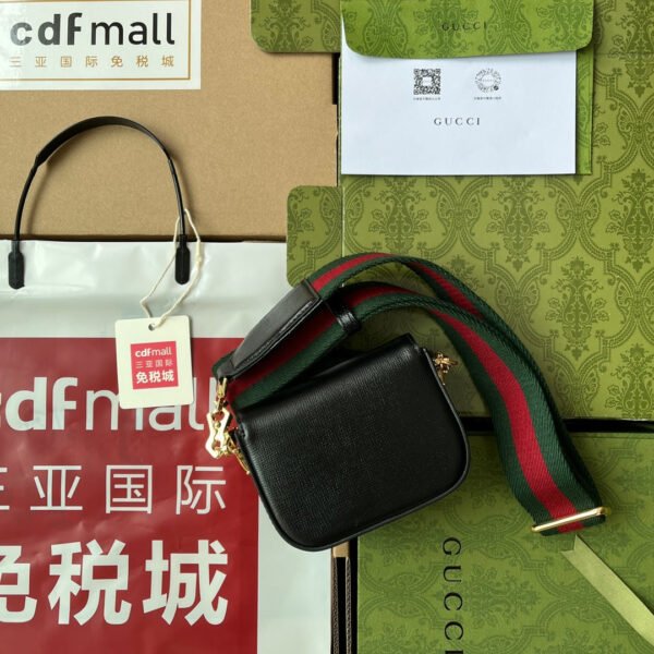 gg Horsebit 1955 Strap Wallet Black For Women, Women’s Bags 4.7in/12cm gg 699760 18YSG 1060