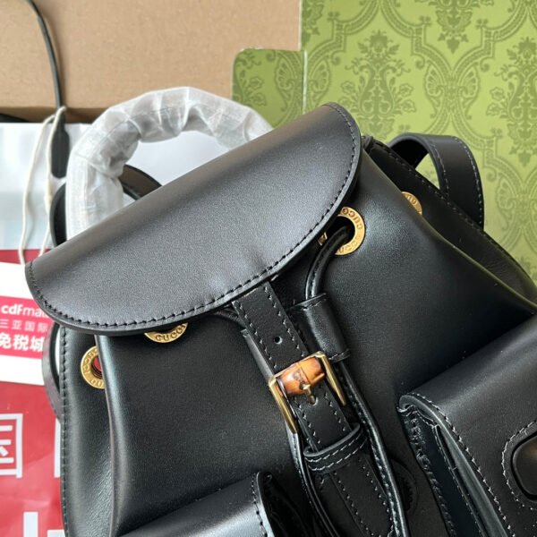 gg Bamboo Small Backpack Black For Women, Women’s Bags 8.6in/22cm gg ?702101 UZY0T 1000