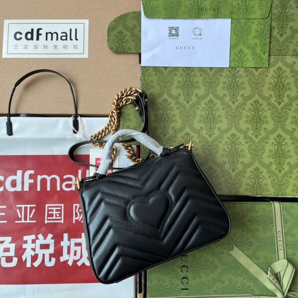 gg Marmont Mini Top Handle Bag Black For Women, Women’s Bags 8.3in/21cm gg ?547260 DTDIT 1000