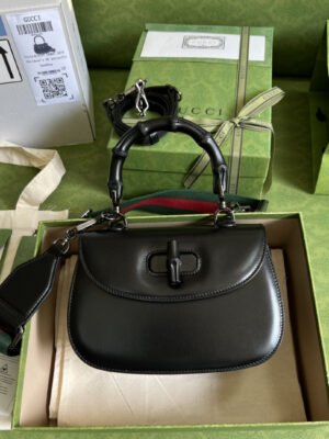 gg Bamboo 1947 Small Top Handle Bag Black  For Women 8.3in/21cm gg 675797 10ODP 1060