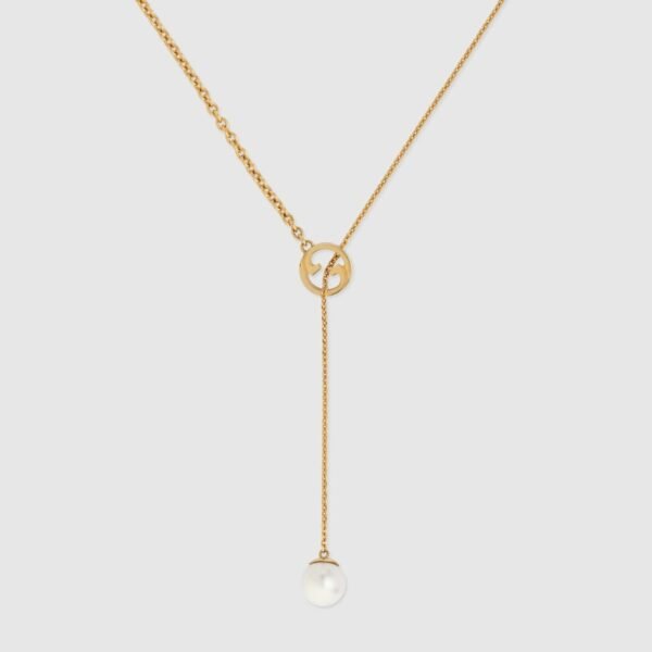18K Double G Blondie Pearl Drop Necklace
