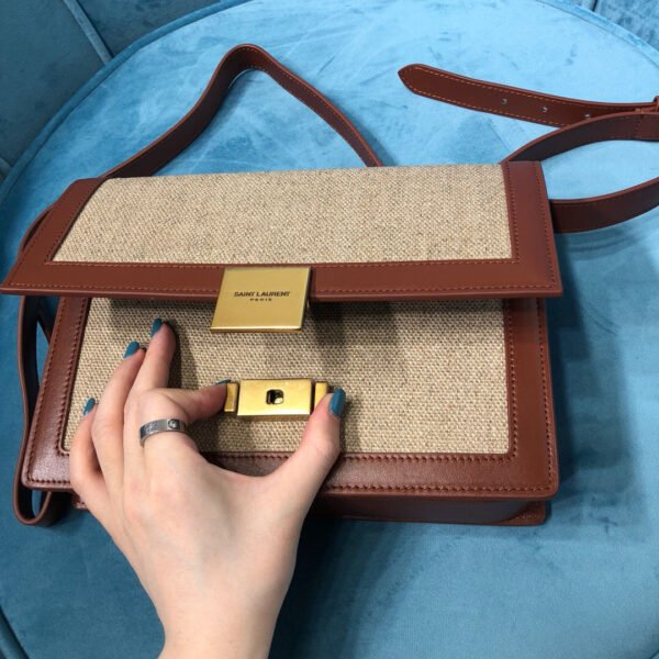 YSSL Le Carr¨¦ Satchel In Canvas And Box Natural Beige & Brick For Women 9in/23cm YSL?