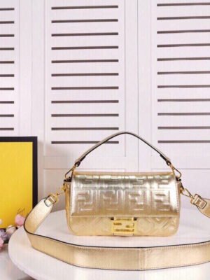 FI Baguette Chain Midi Medium Gold Bag For Woman 26cm/10in