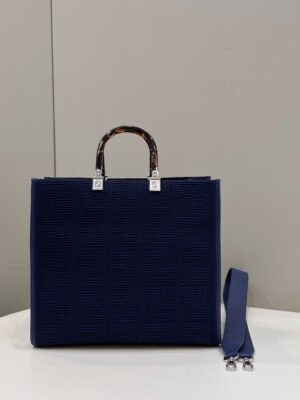 FI Sunshine Medium Navy Blue FF fabric shopper Bag For Woman 31cm/12in