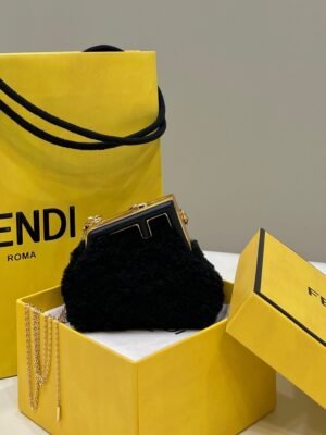 FI First Mini Black Mink Bag For Woman 11.5cm/4in