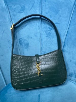 YSSL Le 5 ¨¤ 7 Hobo Bag In Crocodile Embossed Shiny Dark Green For Women 9in/23cm YSL 657228DZE0W3045