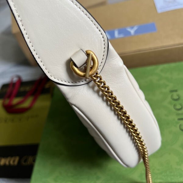 gg Marmont Half Moon Shaped Mini Bag White For Women, Women’s Bags 8.5in/22cm gg ?699514 DTDHT 9022