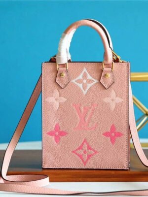 LV Petit Sac Plat Monogram Empreinte Pink For Women, Women¡¯s Handbags, Shoulder And Crossbody Bags 5.5in/14cm LV M80449