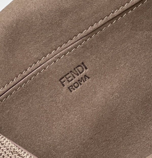 FI Baguette Chain Midi Beige FF Fabric Bag For Woman 14.5cm/6in 8BR793AHW5F1F2J