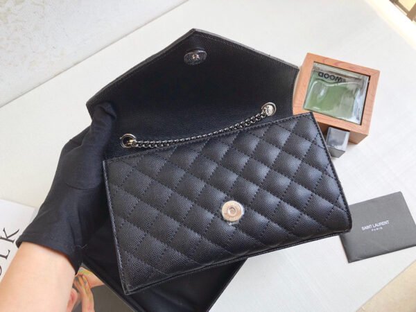 YSSL Envelope Small Bag In Mix Matelass¨¦ Grain De Poudre Black For Women 8.2in/21cm YSL 600195BOW921000