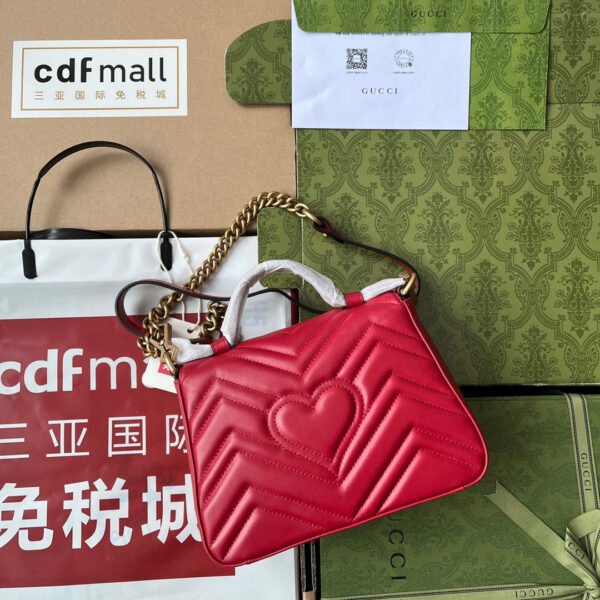 gg Marmont Mini Top Handle Bag Red For Women, Women’s Bags 8.3in/21cm gg ?