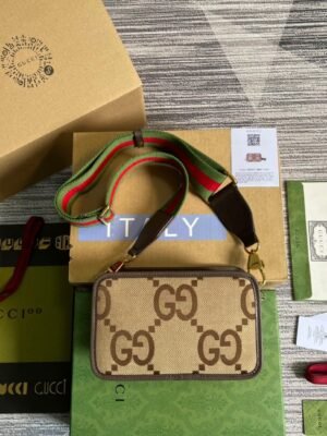 gg Jumbo gg Mini Bag Camel And Ebony Jumbo gg Canvas For Women? 8.9in/22.5cm gg 696075 UKMDG 2570