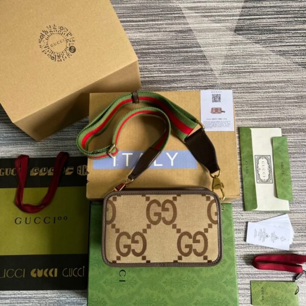 gg Jumbo gg Mini Bag Camel And Ebony Jumbo gg Canvas For Women? 8.9in/22.5cm gg 696075 UKMDG 2570