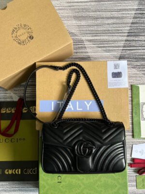 gg Marmont Small Matelasse Shoulder Bag Black For Women, Women’s Bags 10in/25cm gg