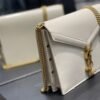 e31c9c7c YSSL Cassandra Medium Chain Bag White In Grain De Poudre Embossed For Women 8.6in/22cm YSL 532750BOW0W9207