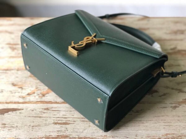 YSSL Cassandra Medium Top Handle Bag In Grain De Poudre Embossed Dark Green For Women 9.6in/25cm?
