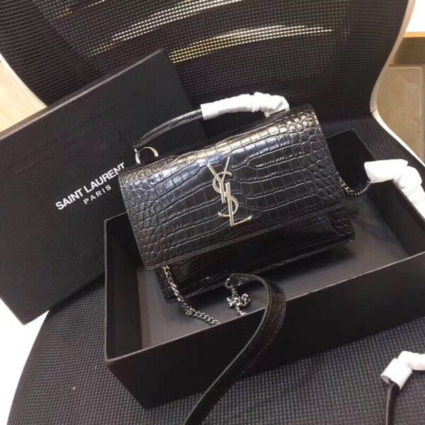 YSSL Sunset Chain Wallet ?In-Embossed Black For Women 8.2in/21cm YSL