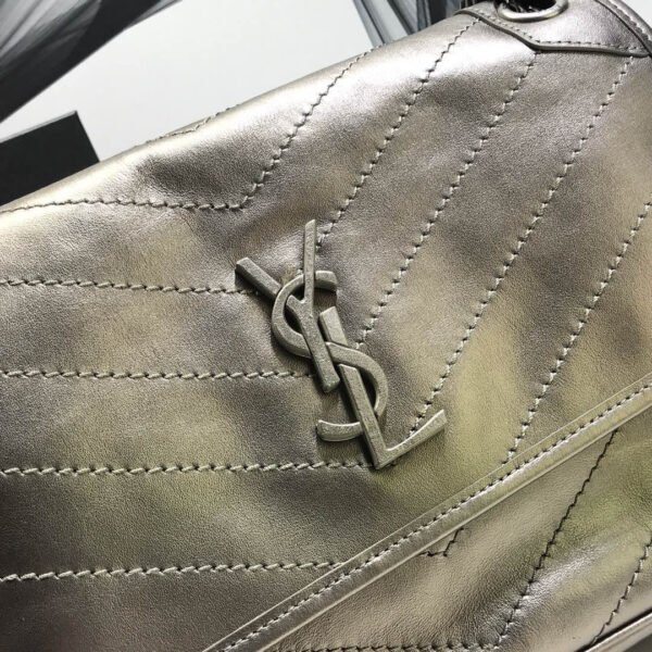 YSSL Niki Medium Chain Bag In Crinkled Vintage?Silver For Women 11in/28cm YSL?