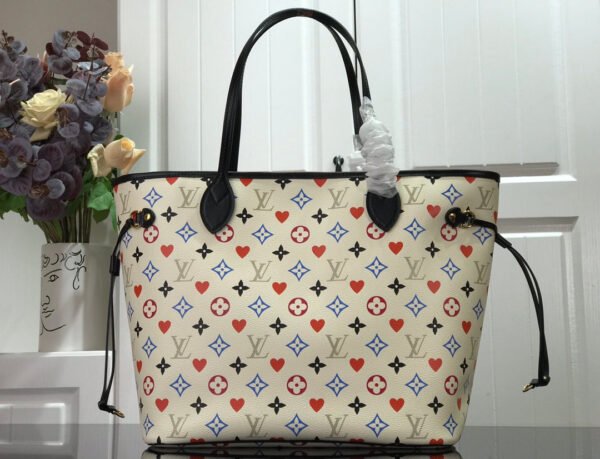 LV Neverfull MM Game On Tote Bag Monogram Canvas White By Nicolas Ghesquiere For Women, Women¡¯s Handbags, Shoulder Bags 12.2in/31cm LV M57462