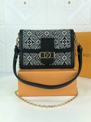 LV Dauphine MM Monogram Flowers Gray For Women,  Shoulder And Crossbody Bags 9.8in/25cm LV M57211