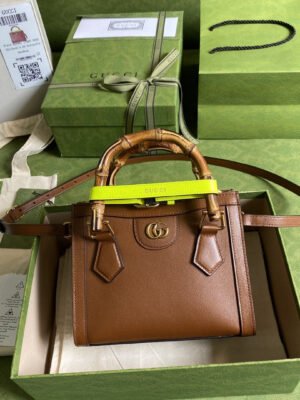gg Diana Mini Tote Bag Brown For Women  8in/20cm gg 702732 U3ZDT 2185