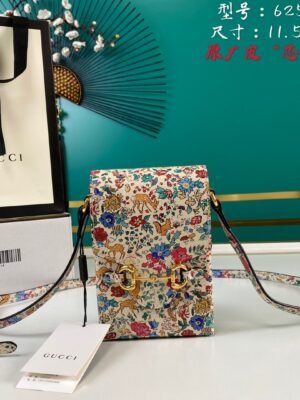 gg Horsebit 1955 Mini Flora Bag  For Women And Men 6.7in/17cm gg