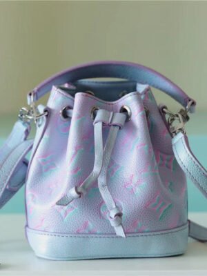 LV Nano Noe Monogram Empreinte Light Blue For Women,  Shoulder And Crossbody Bags 6.3in/16cm LV M81463