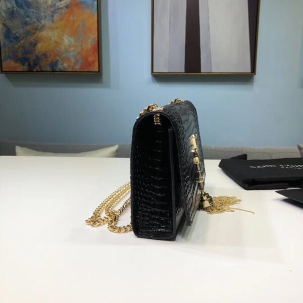 ebf52691 YSSL Kate Small Chain Bag With Tassel In Embossed Black For Women 7.8in/20cm YSL 474366DND0J1000