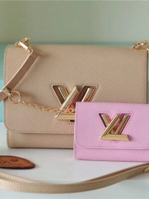 LV Twist MM Bag Epi Beige/ Light Pink For Women,  Shoulder and Cross Body Bags 9.1in/23cm LV