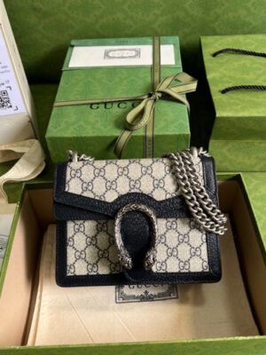 gg Dionysus Mini Bag Beige And Blue gg Supreme Canvas For Women 7.5in/20cm