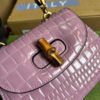 gg Bamboo 1947 Crocodile Mini Top Handle Bag Pink For Women, Women’s Bags 6.7in/17cm gg