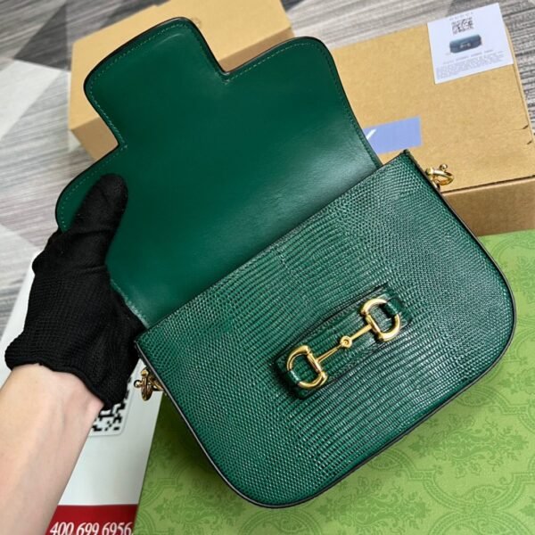 gg Horsebit 1955 Lizard Mini Bag Green For Women, Women’s Bags 8in/20cm gg? ?675801 LUZ0G 3154