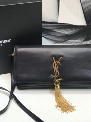YSSL Kate Tassel Small Shoulder Bag Black For Women 10.2in/26cm YSL P00483545