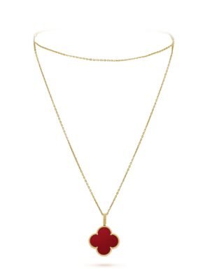 18K Magic Alhambra One Motifs Carnelian Clover Necklace