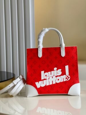 LV Litter Bag Vintage Monogram Canvas Red By Virgil Abloh For Men, Men¡¯s Bags, Shoulder And Crossbody Bags 9.4in/24cm LV