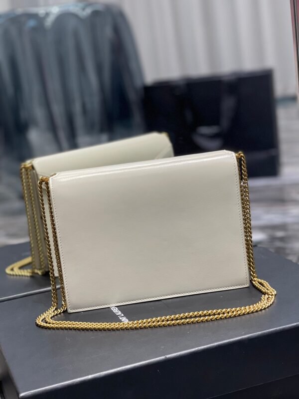 f06f3e5a YSSL Cassandra Medium Chain Bag White In Grain De Poudre Embossed For Women 8.6in/22cm YSL 532750BOW0W9207