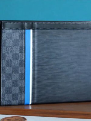 LV Pochette Voyage MM Epi Damier Graphite Canvas Black For Men, Travel Accessories 27cm LV M56827