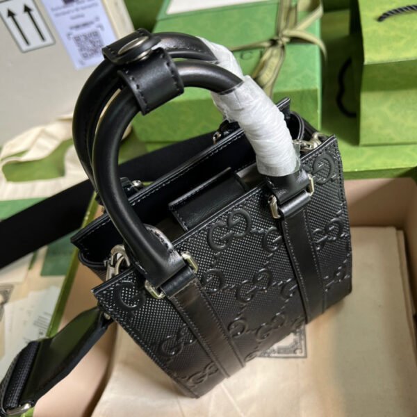 gg Embossed Mini Tote Bag Black gg Embossed For Men? 7.9in/20cm gg 696010 1W3CN 1000