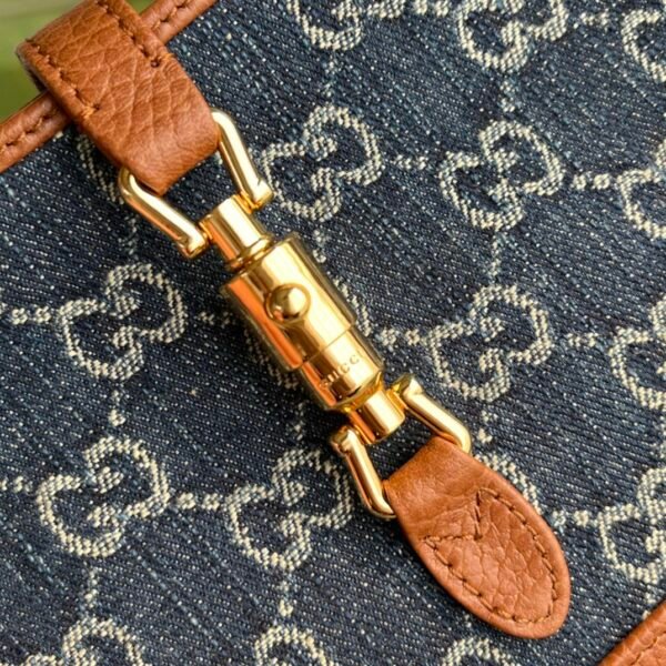 gg Jackie 1961 Mini Shoulder Bag Blue And Ivory gg Jacquard Denim For Women 7.5in/19cm gg ?637092 2KQgg 8375